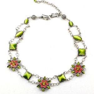 LaContessa Rhinestone/Satin Glass Necklace